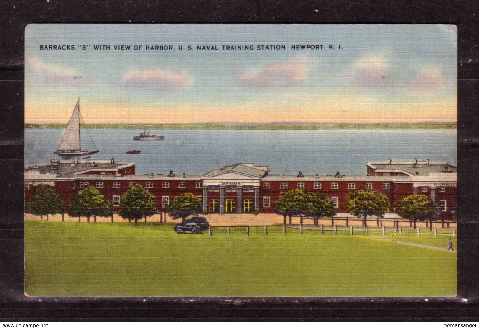 80f * CHARMES * NEWPORT * BARRACKS B WITH VIEW  OF HARBOR U.S. NAVAL TRAINING STATION **!! - Newport