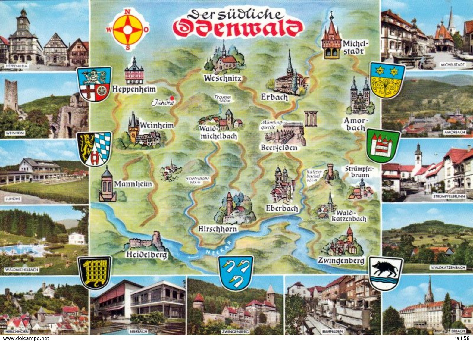 1 MAP Of Germany * 1 Ansichtskarte Mit Der Landkarte - Der Südliche Odenwald * - Landkarten