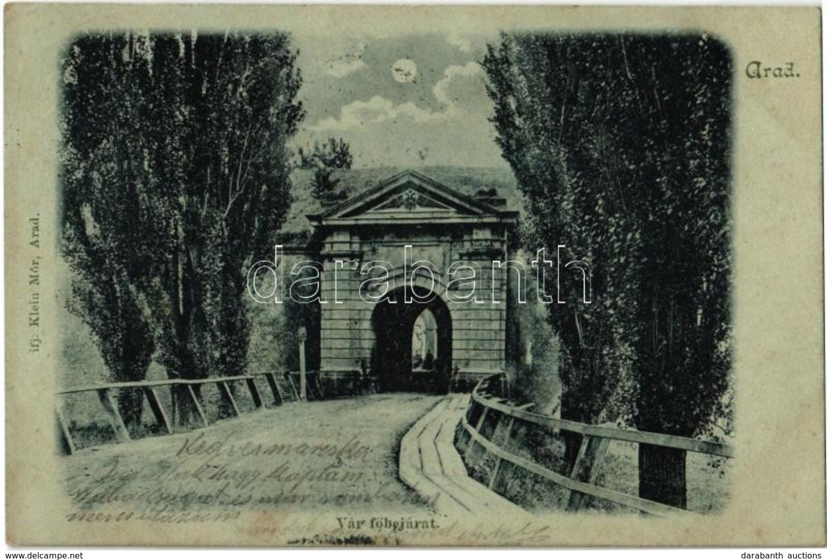 T2/T3 1903 Arad, Vár Főbejárata Holdfényben, Várkapu. Kiadja Ifj. Klein Mór / Castle, Main Entrance, Entry Gate. In Moon - Zonder Classificatie