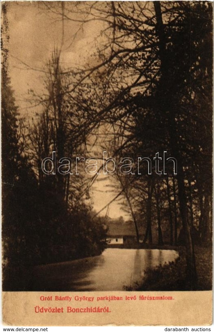 * T2/T3 1916 Bonchida, Bontida; Gróf Bánffy György Kastélyparkjában Lévő Fűrészmalom. Praefort József Kiadása / Sawmill  - Ohne Zuordnung