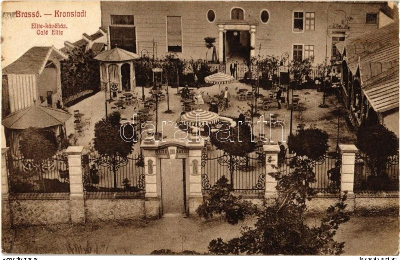 T2/T3 1910 Brassó, Kronstadt, Brasov; Elite Kávéház, Kert. Brassói Lapok Kiadása 2. / Café Elite, Garden - Zonder Classificatie