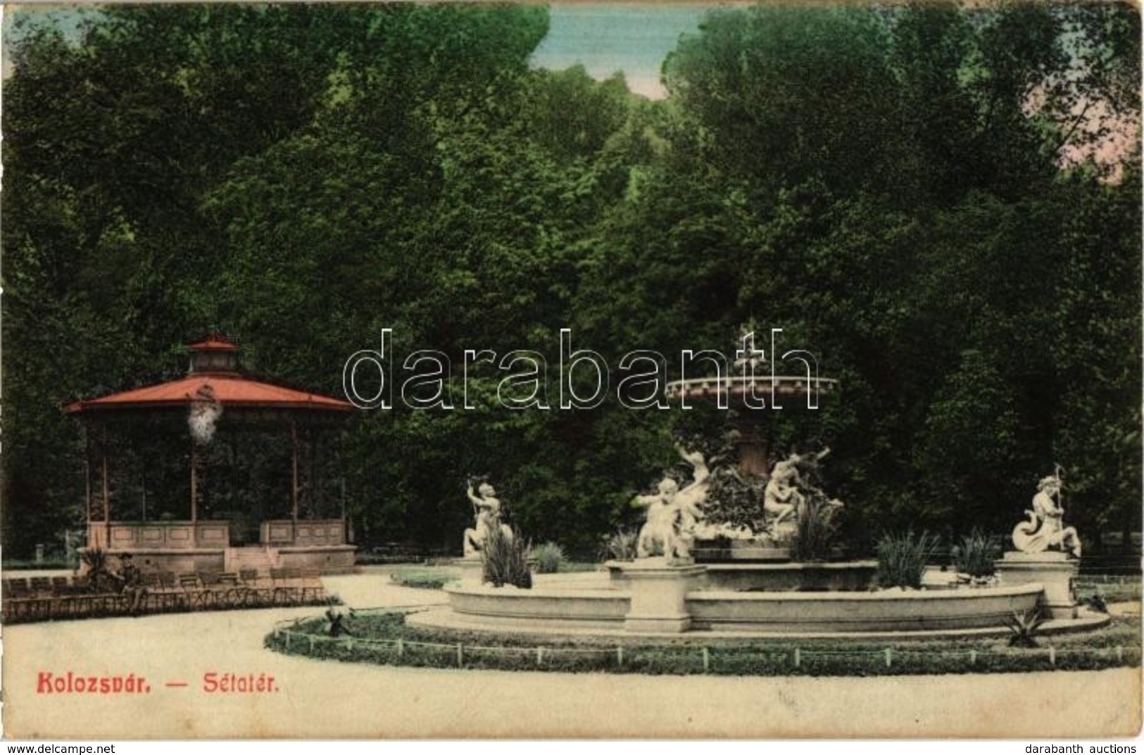 * T3/T4 1911 Kolozsvár, Cluj; Sétatér, Szökőkút, Zenepavilon. Kiadja Ujhelyi és Boros / Park, Fountain, Music Pavilion ( - Zonder Classificatie