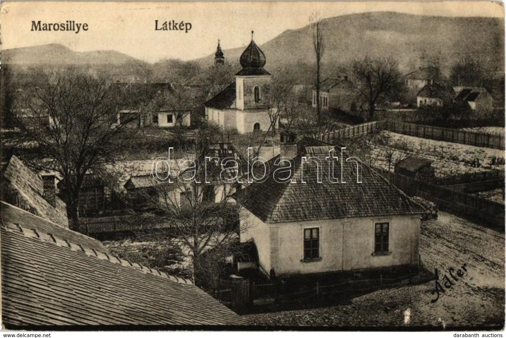 ** T2/T3 Marosillye, Ilia; Látkép, Templom. Adler Felvétele / General View, Church (EK) - Zonder Classificatie