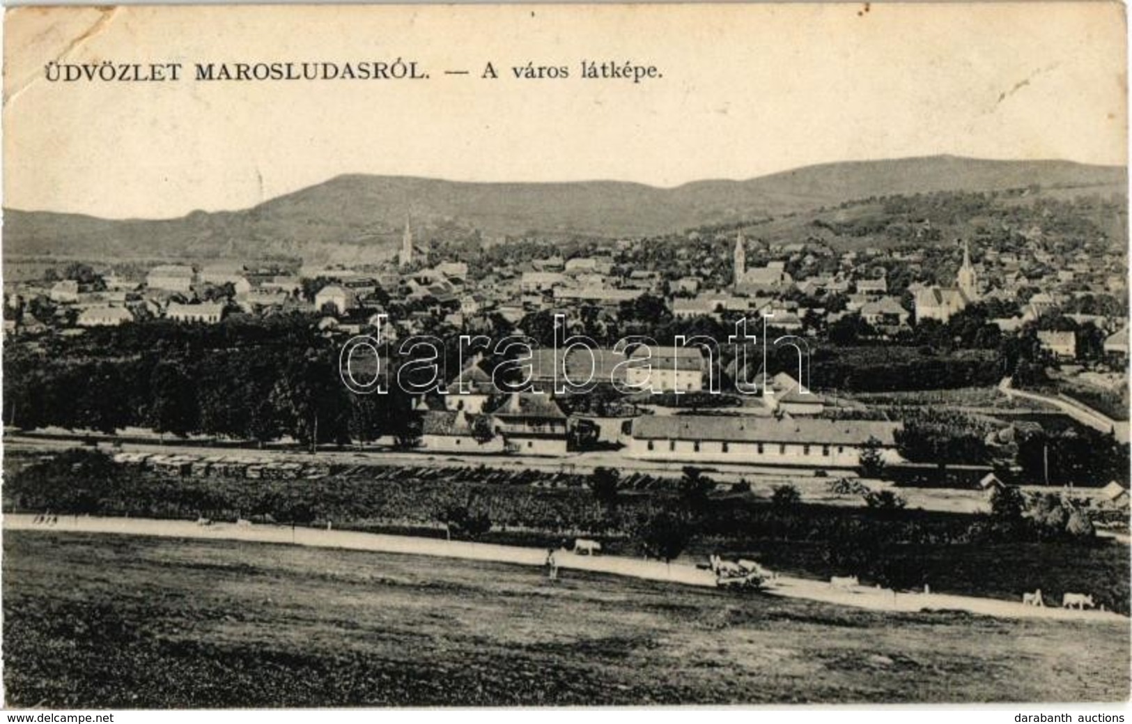 T2/T3 1911 Marosludas, Ludus; Látkép. Kiadja Glück J. / General View  (EK) - Zonder Classificatie