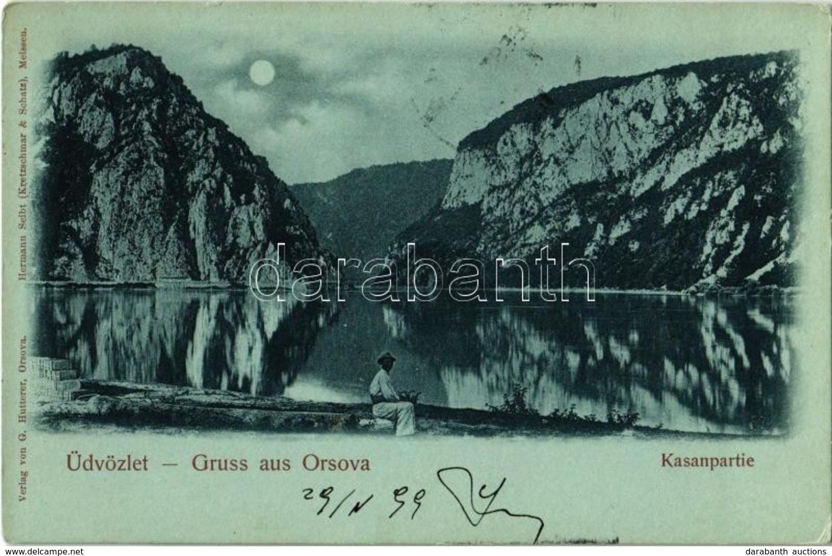 T2/T3 1899 Orsova, Kazán Szoros Holdfényben. Kiadja G. Hutterer / Kasanpartie / Cazane / Gorge In Moonlight (EK) - Zonder Classificatie