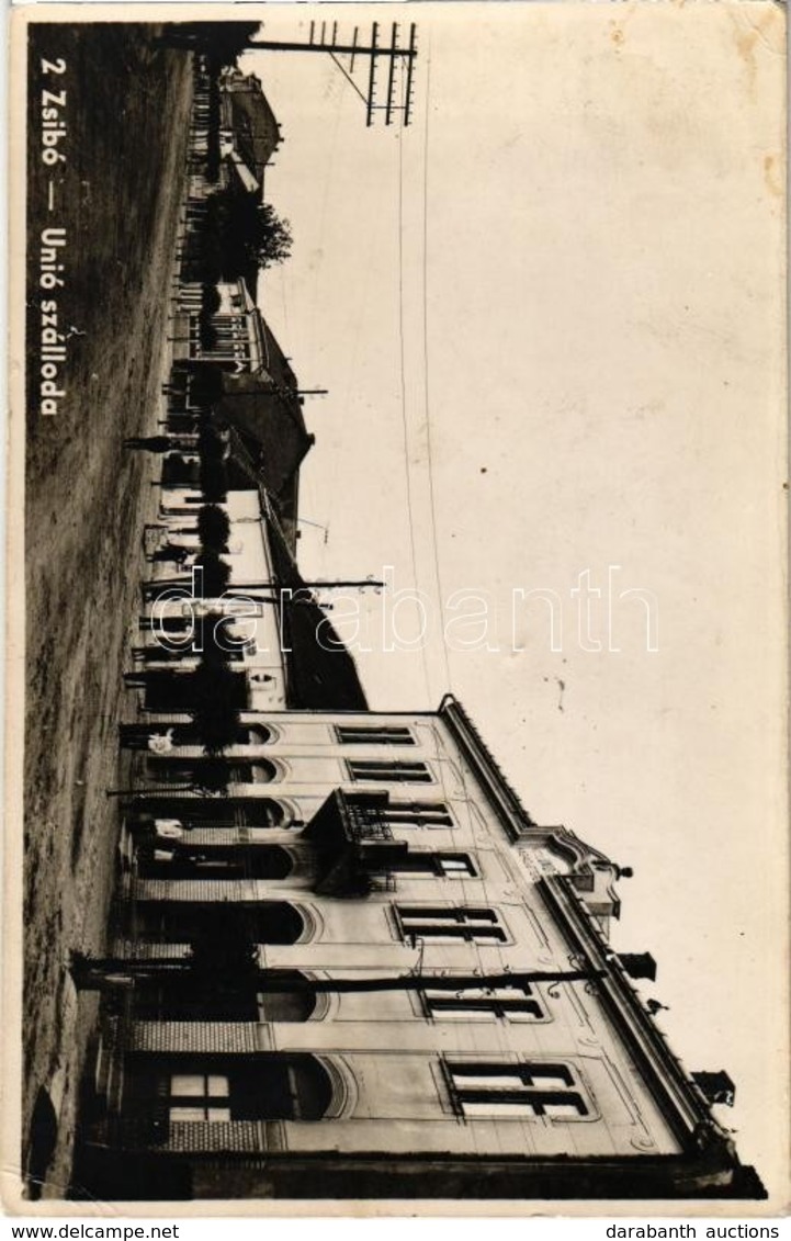 T2/T3 Zsibó, Jibou; Unió Szálloda, étterem és Kávéház, Kovács Jolán Illatszertára / Hotel, Restaurant And Café, Perfumer - Zonder Classificatie