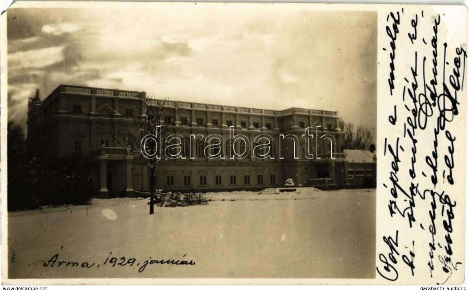 1929 Alsóárma, Orma, Arma (Málas); Malcomes Kastély Télen. Hátoldalon Malcomes Béla Báró Levele / Castle In Winter. Lett - Zonder Classificatie