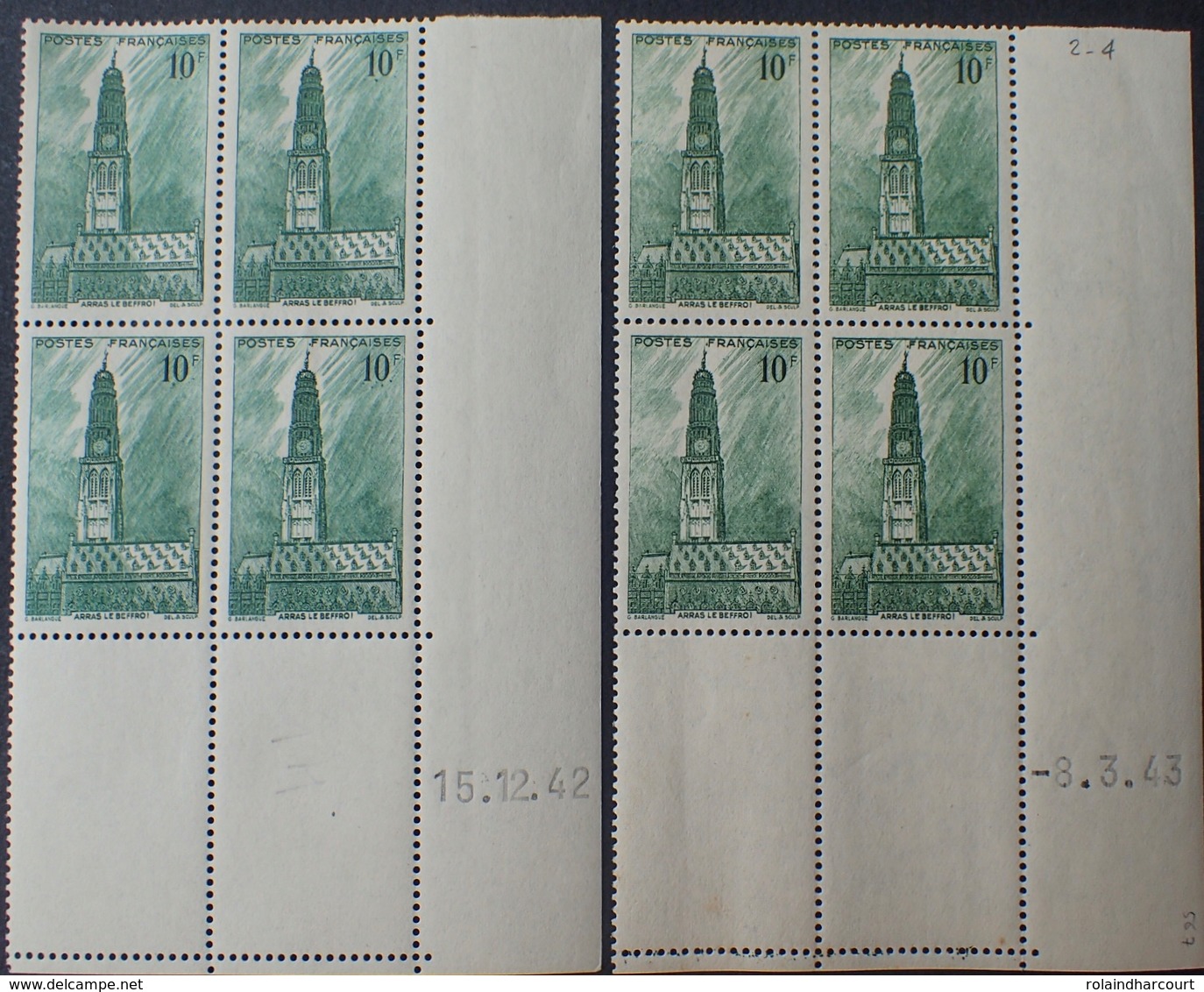 R1949/900 - 1942 à 1943 - ARRAS - N°567 BLOCS NEUFS** CdF Datés - 1940-1949