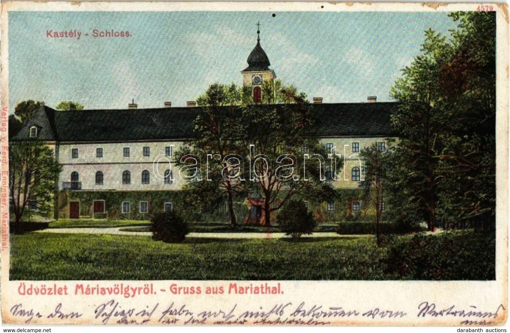 * T2/T3 1910 Máriavölgy, Marianka, Mariathal; Kastély. Ferd. Enninger / Schloss / Castle (Rb) - Zonder Classificatie