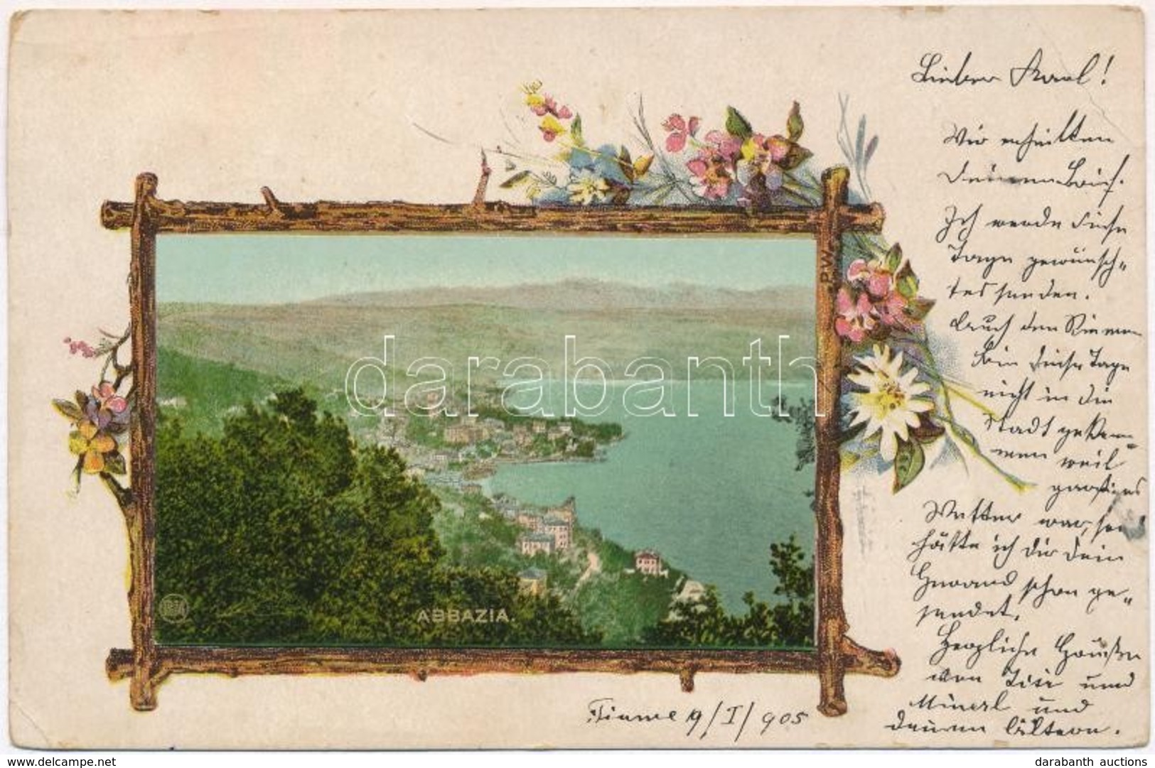 T2/T3 1905 Abbazia, Opatija; Art Nouveau, Floral Litho  (EK) - Zonder Classificatie