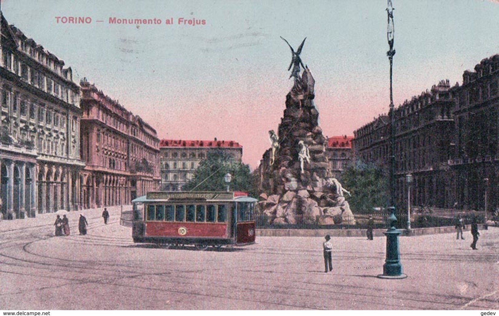 Italie, Torino, Monumento Al Frejus, Tramway, Censura (7.7.1916) Pli D'angle - Trasporti