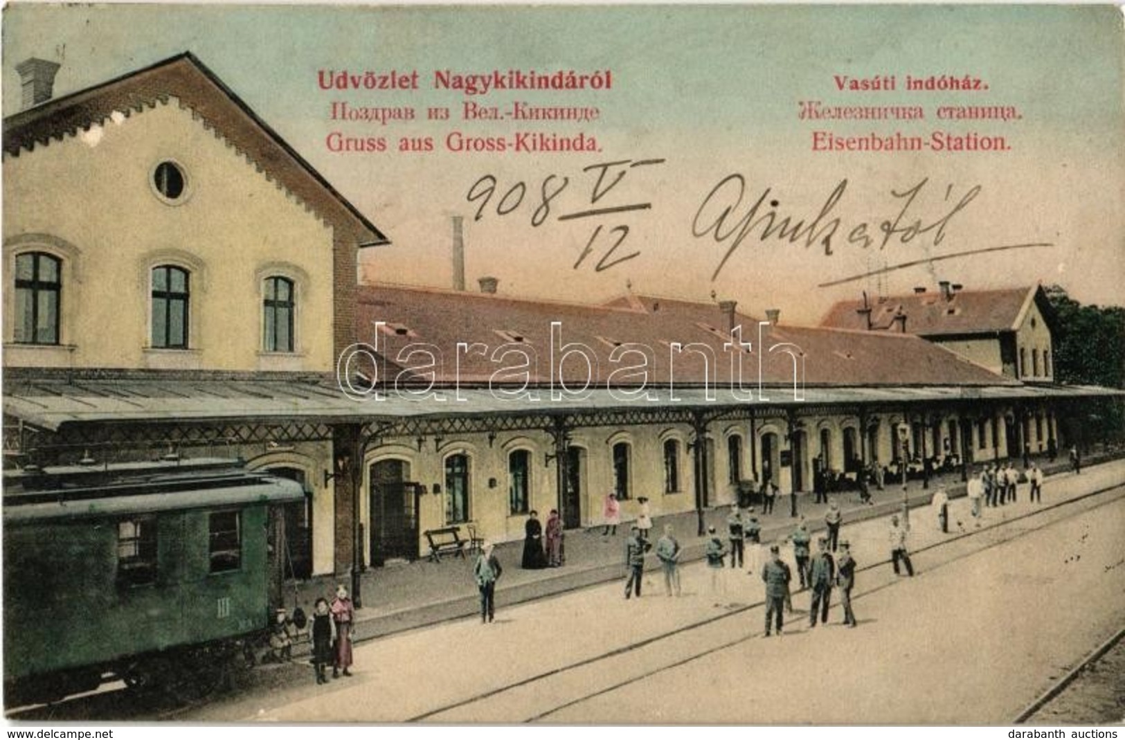 T2 Nagykikinda, Kikinda; Vasúti Indóház, Vasútállomás, Vonat / Railway Station With Train - Zonder Classificatie