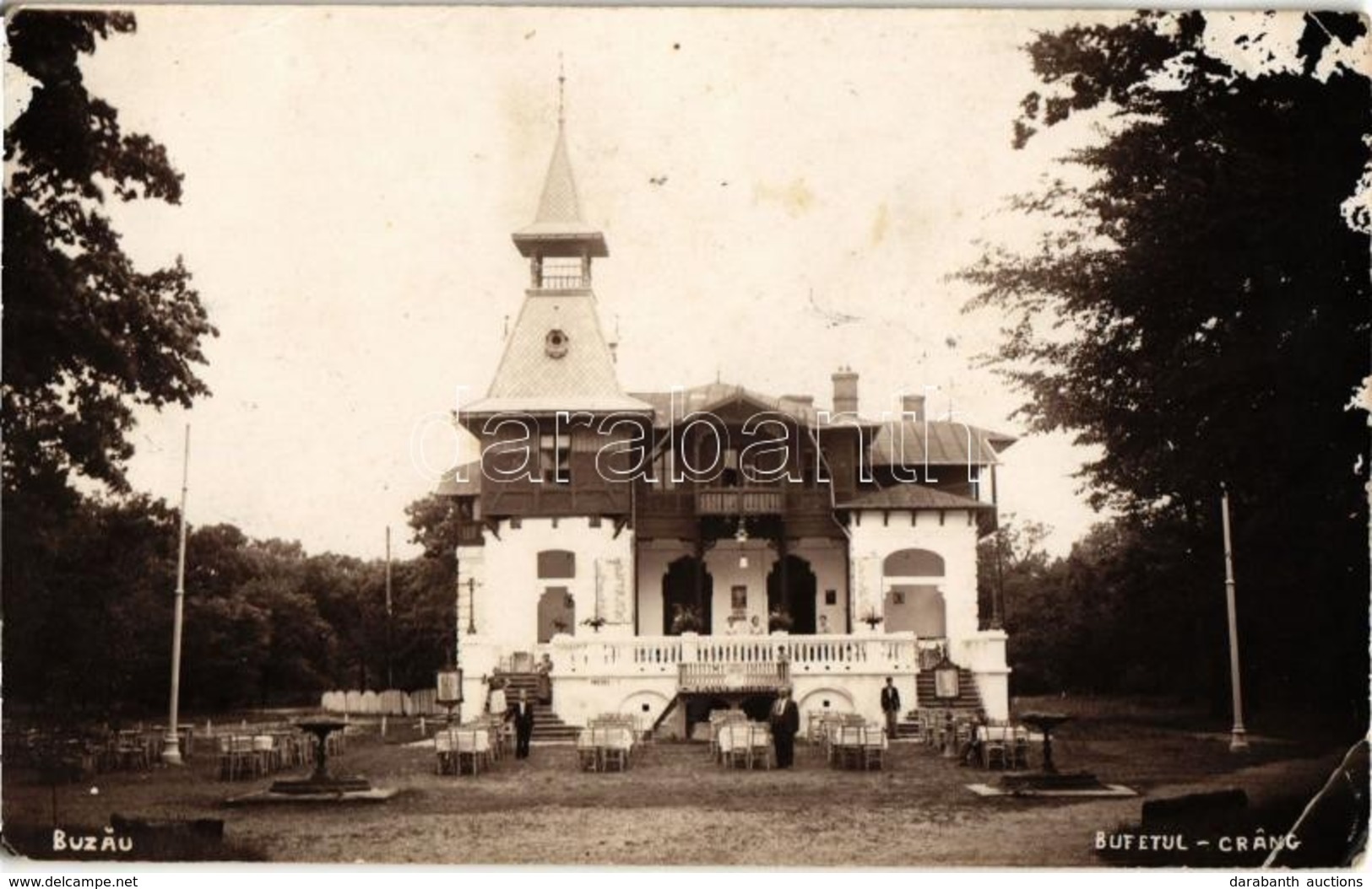 T2/T3 1937 Buzau, Bodzavásár; Bufetul Crang / Restaurant, Buffet, Park. Photo (EK) - Zonder Classificatie