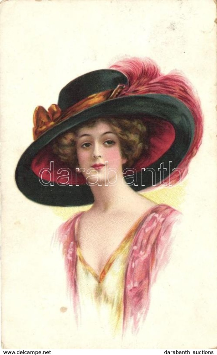 T2/T3 Lady In Red, H. & S., Litho (EK) - Ohne Zuordnung