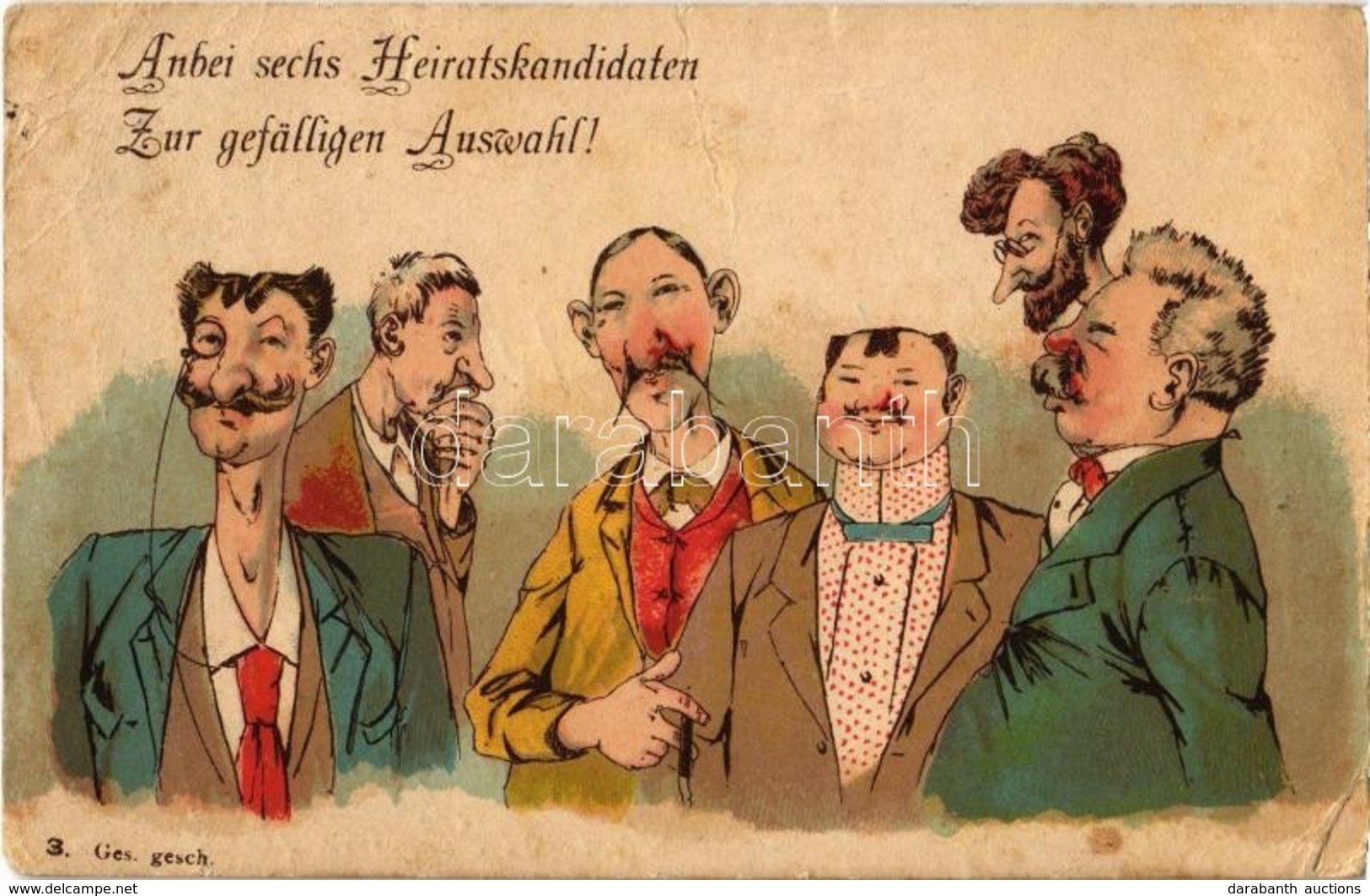 * T3 1892 (Vorläufer!) Anbei Sechs Heiratskandidaten Zur Gefälligen Auswahl! / Six Marriage Candidates. Humour, Litho  ( - Zonder Classificatie