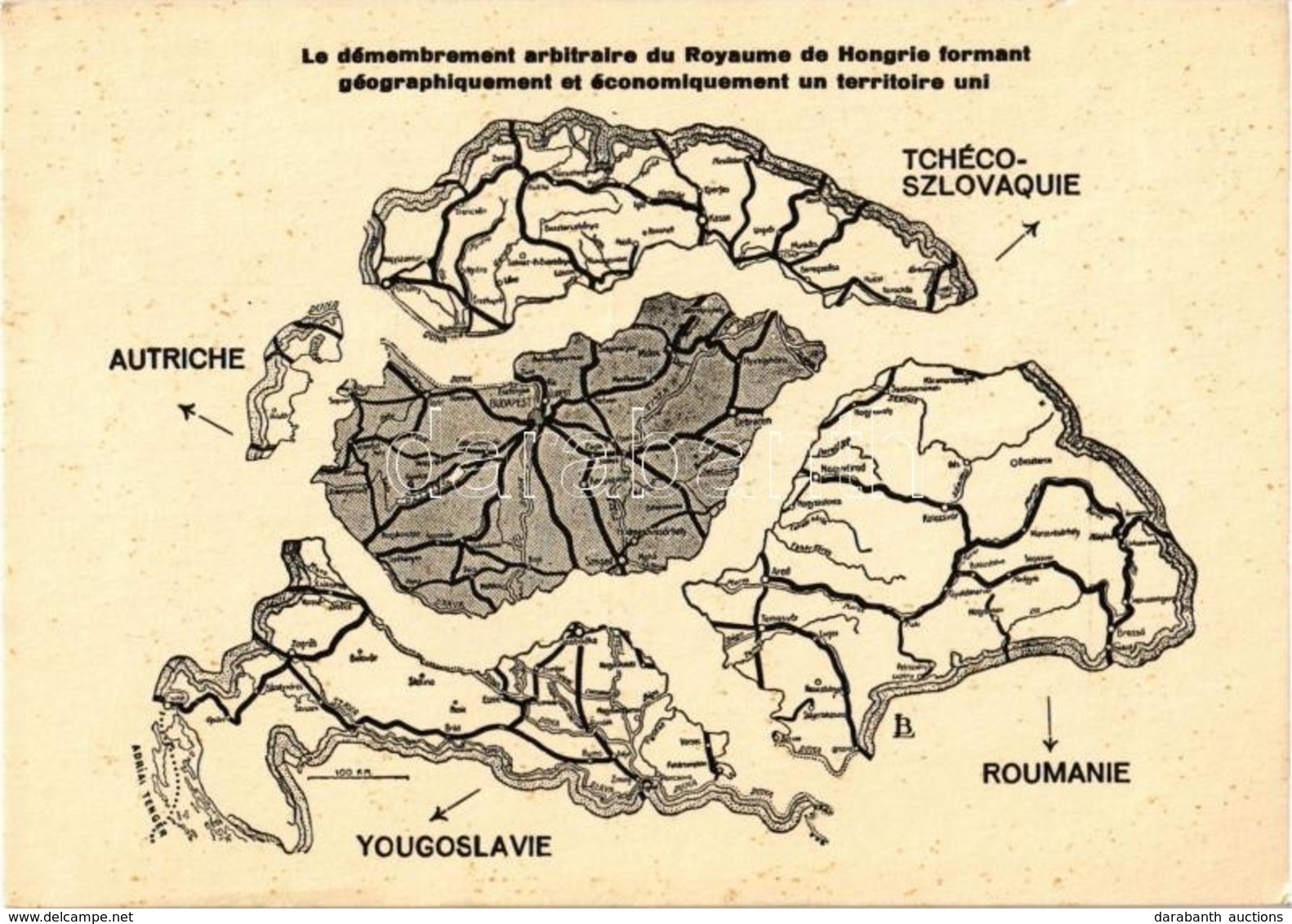 ** T1 A Feldarabolt Magyarország; Kiadja A Magyar Nemzeti Szövetség, Francia Nyelvű Lap / Trianon Map Of The Dismembered - Zonder Classificatie