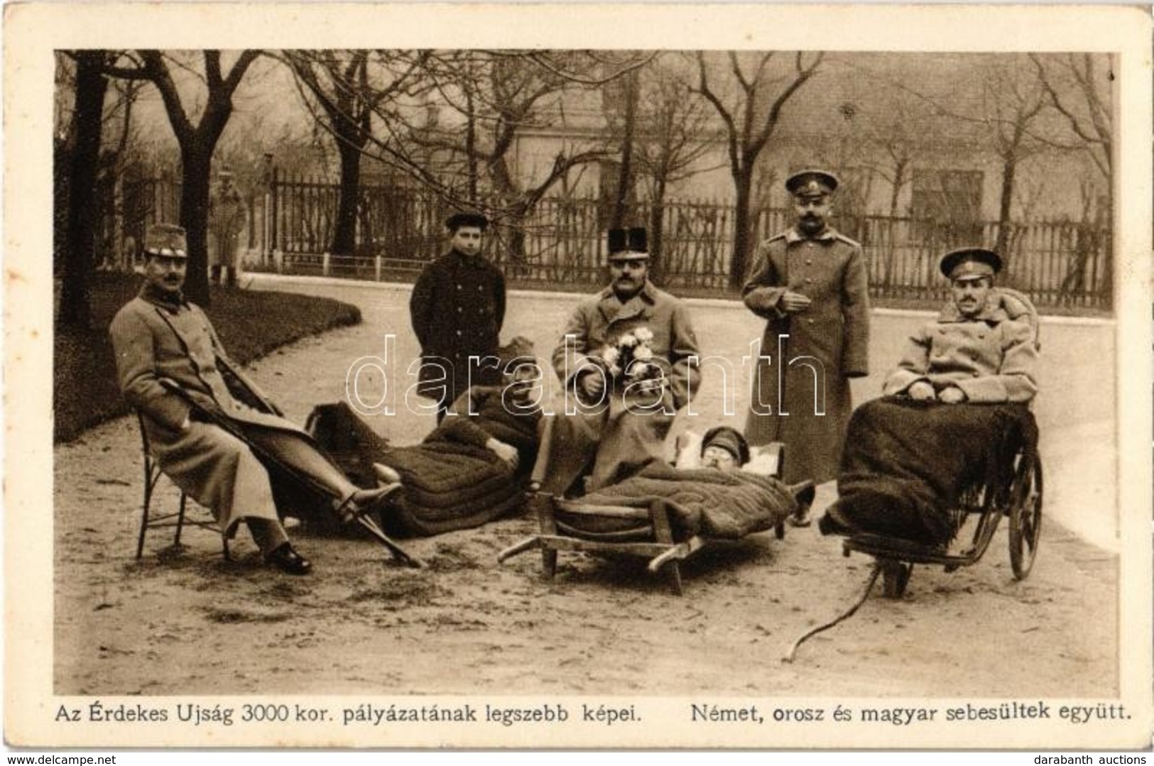 ** T2 Német, Orosz és Magyar Sebesültek Együtt / WWI Injured German, Russian And Hungarian Soldiers Recovering Together  - Zonder Classificatie