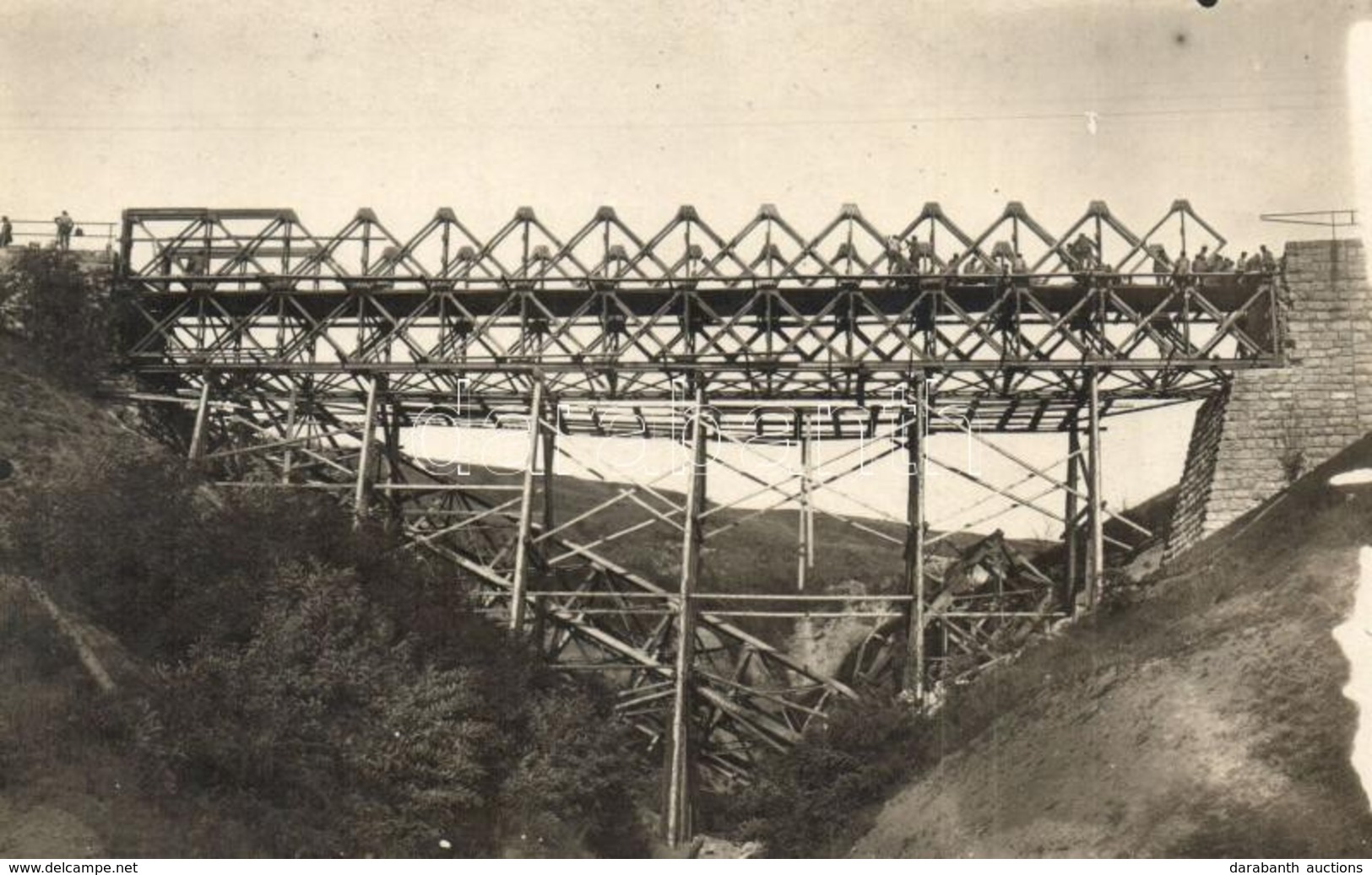 * T2 Első Világháborús Osztrák-magyar Katonai Lap. Felrobbantott Viadukt újjáépítése / WWI K.u.K. Military, Reconstructi - Non Classificati