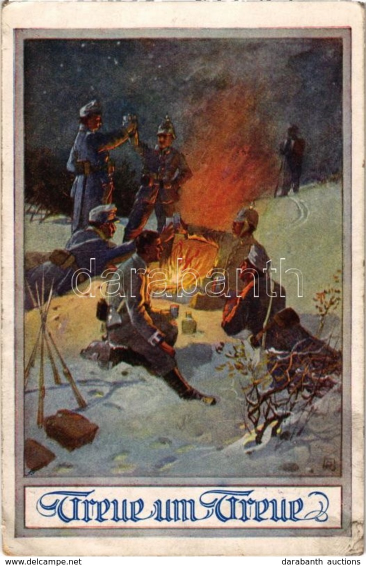 T2/T3 Treue Um Treue! / WWI Austro-Hungarian K.u.K. And German Military Art Postcard, Viribus Unitis Propaganda, Soldier - Zonder Classificatie