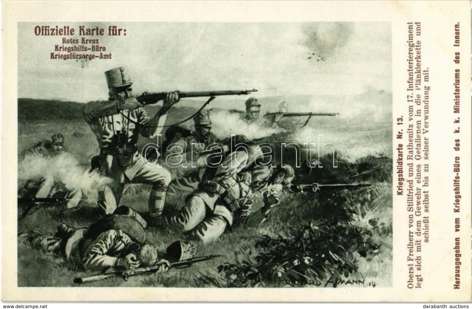 ** T1/T2 Kriegsbildkarte Nr. 13. Oberst Freiherr Von Stillfried Und Rathenitz Vom 17. Infanterieregiment Legt Sich Mit D - Zonder Classificatie