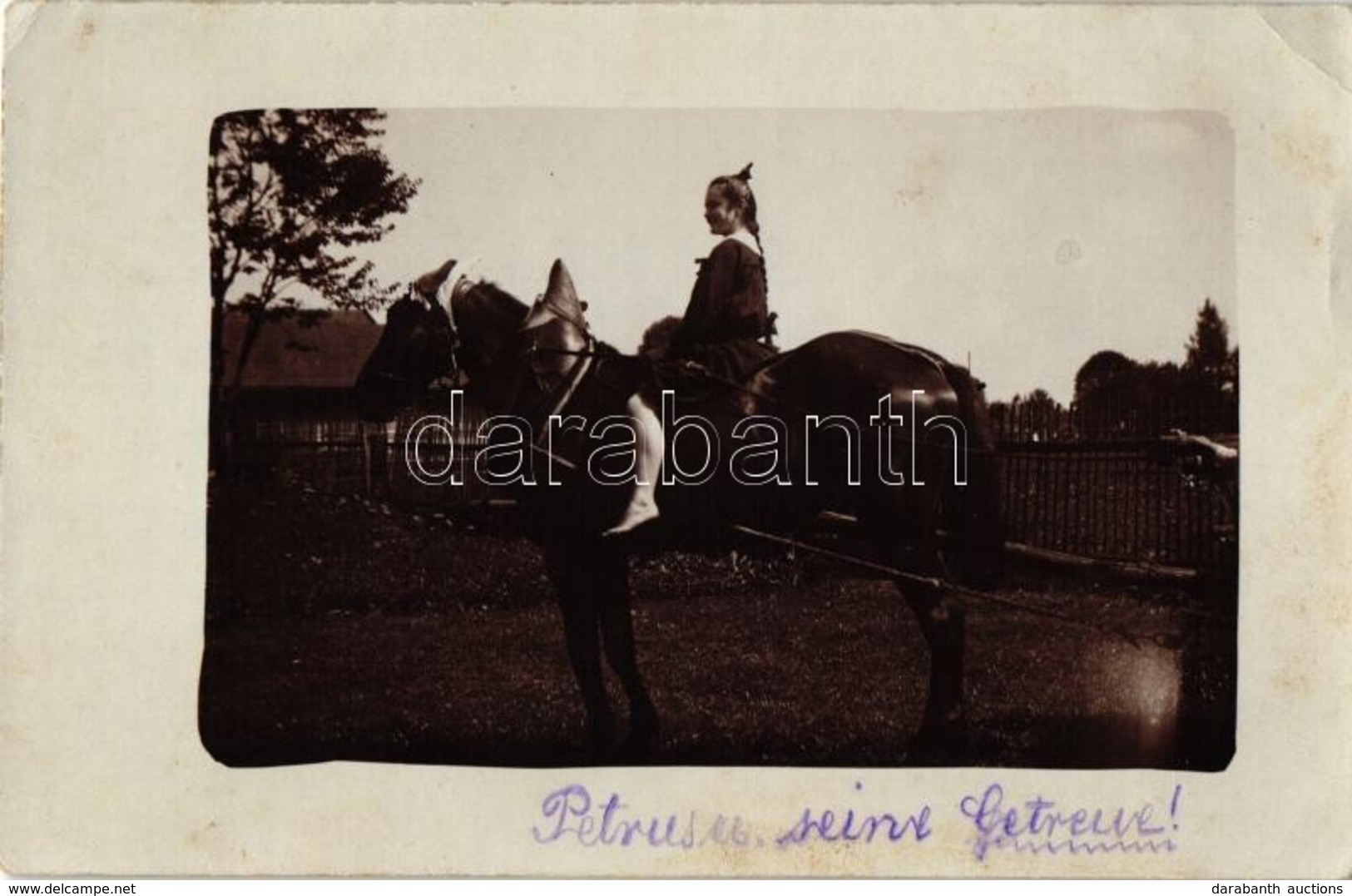 * T2/T3 Horse With Girl, Cellofix-Postkarte D.R.P. Nr. 176323. Photo (EK) - Zonder Classificatie