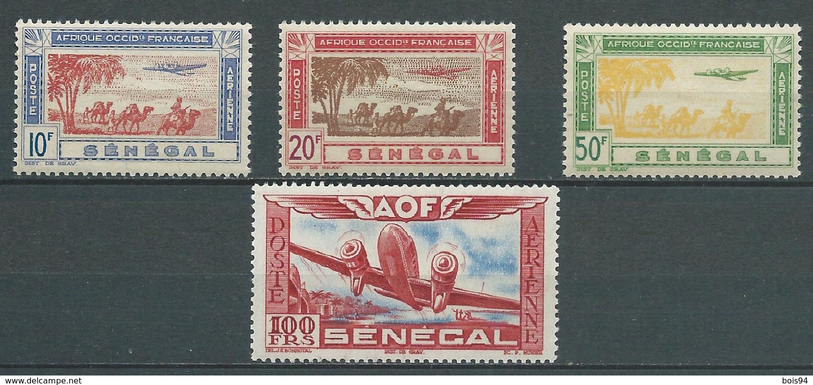 SENEGAL 1942 . Poste Aérienne N°s 27 , 28 , 29 Et 30. Neufs ** (MNH) - Posta Aerea