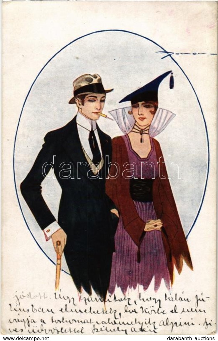 T2/T3 Fashion Couple. Italian Art Postcard, A.D.M. N. 1963. Artist Signed - Zonder Classificatie