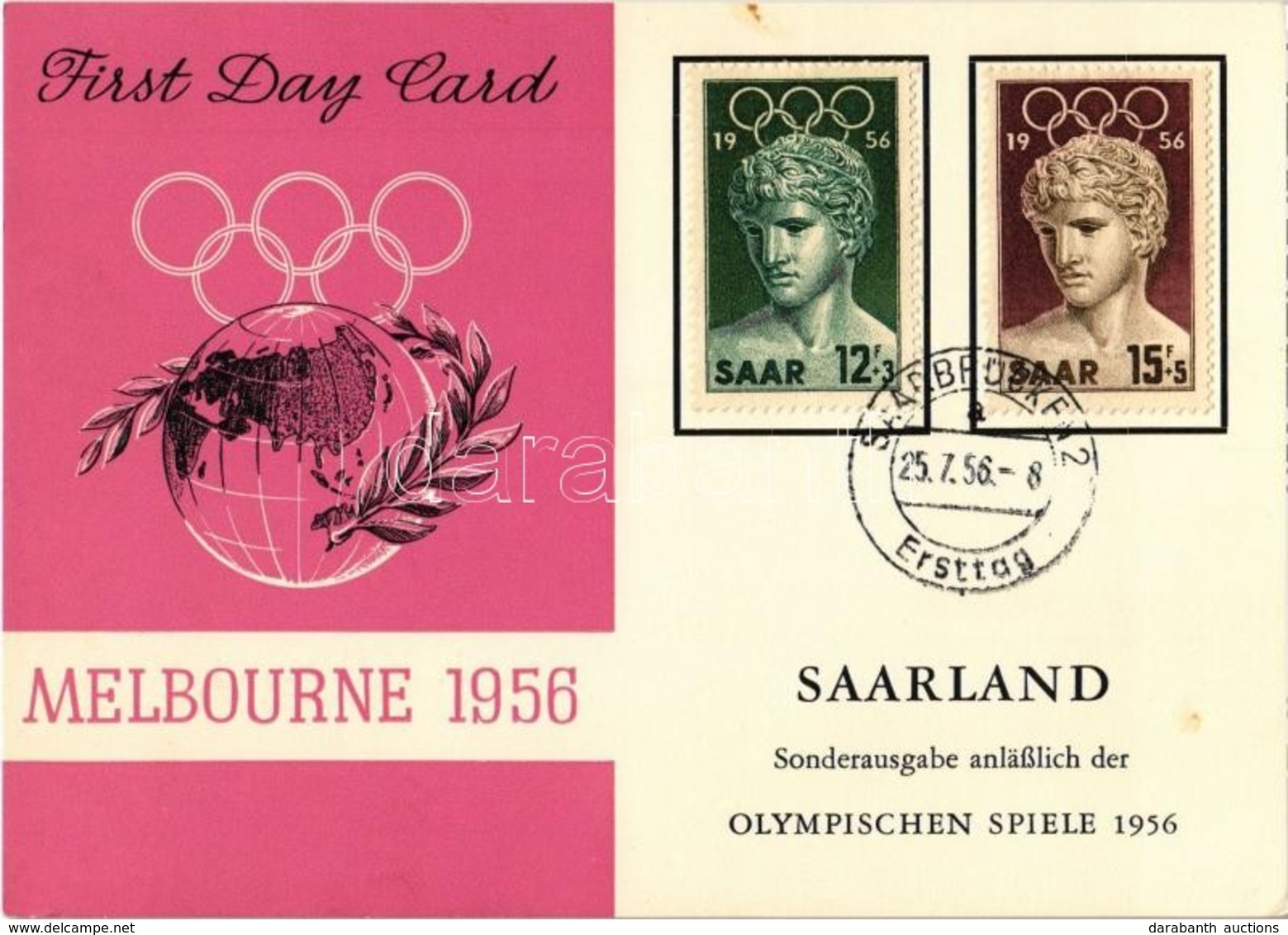 * T2/T3 1956 Melbourne - Summer Olympics, First Day Card. Games Of The XVI Olympiad / Olympischen Spiele 1956 - Zonder Classificatie