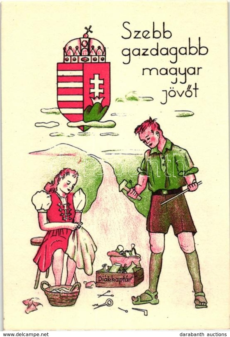 ** T1/T2 'Szebb, Gazdagabb Magyar Jövőt!' Diákkaptár / Hungarian Youth Association Propaganda Card S: Csongor Éva - Unclassified