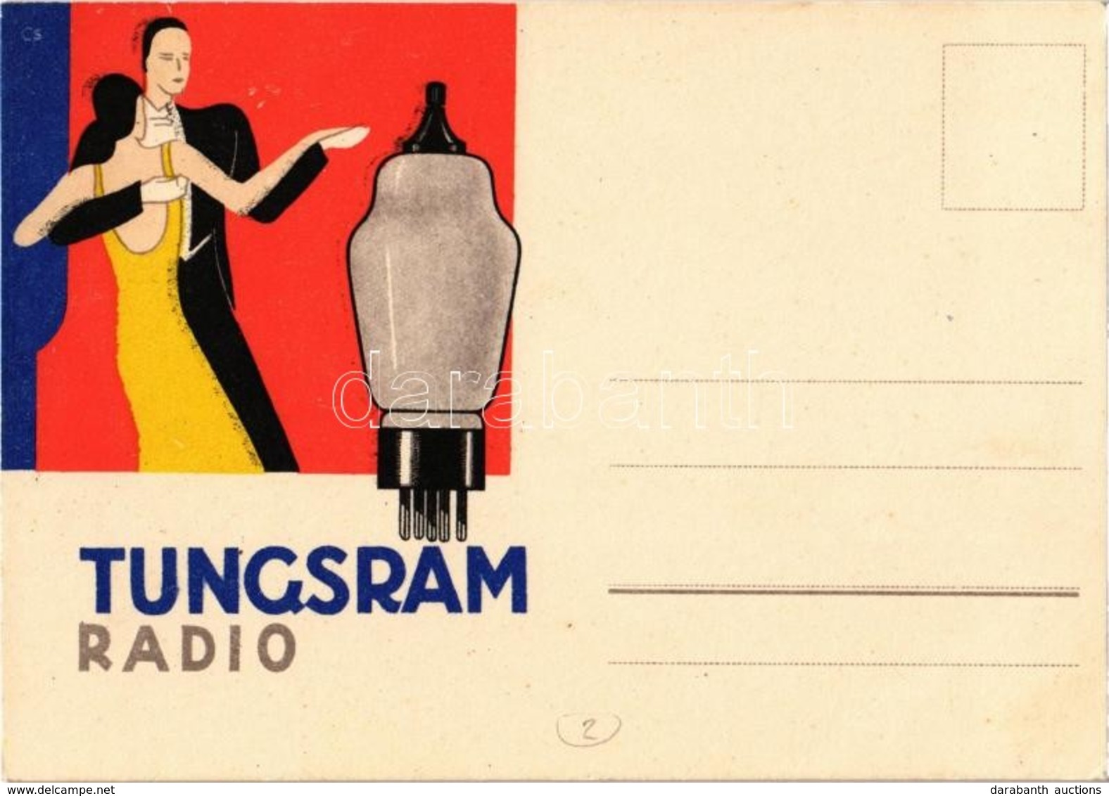 ** T2 Tungsram Radio Rádiócső (elektroncső) Reklámja / Hungarian Radio Tube (vacuum Tube) Advertisement - Non Classificati