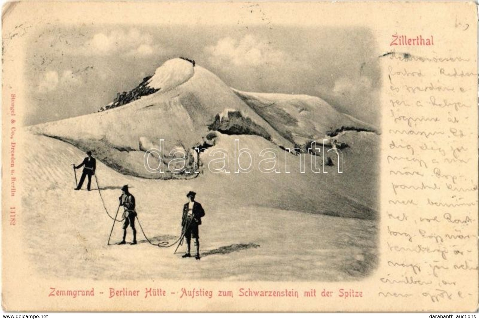 T2/T3 1902 Zemmgrund, Berliner Hütte, Aufstieg Zum Schwarzenstein, Mit Der Spitze / Mountain Climbers In Winter (EK) - Zonder Classificatie