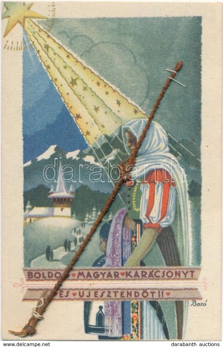 T2/T3 Christmas, New Year, Hungarian Folklore, Stitched Brach, Mechanical Card S: Bozó - Zonder Classificatie