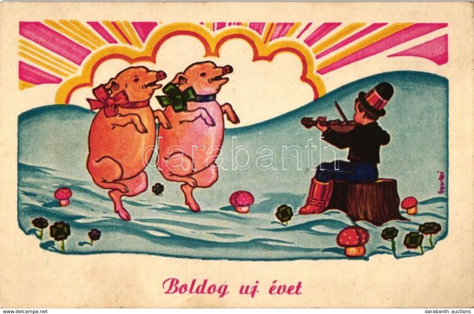 T2 Boldog Új évet / New Year, Dancing Pigs, Hungarian Folklore S: Gyulai - Unclassified