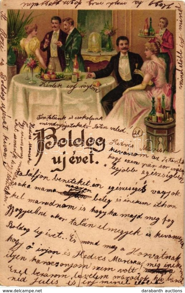 T2/T3 'Boldog új évet' / New Year, Restaurant, Litho (EK) - Zonder Classificatie