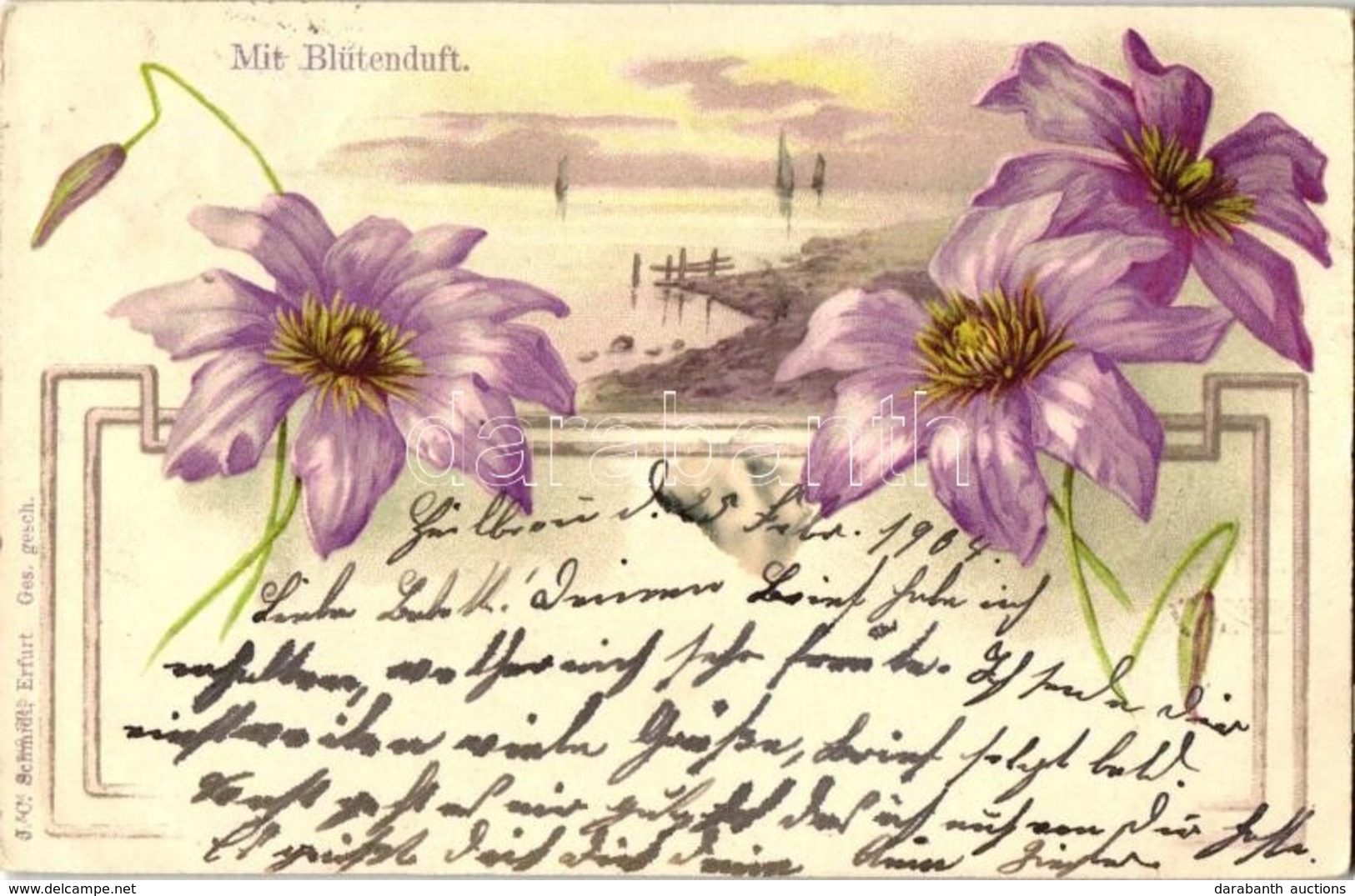 T2 Mit Blütenduft / Floral Greeting Card, Litho - Zonder Classificatie