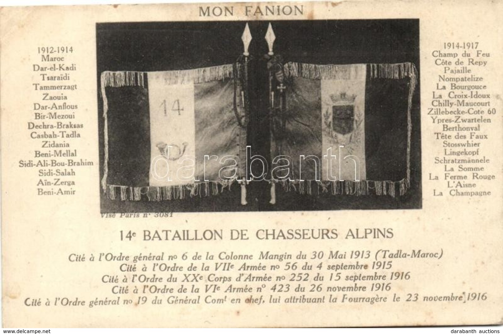 * T2/T3 Mon Fanion, 14e Bataillon De Chasseurs Alpins / Flags Of The 14th Battalion Of Alpine Hunters (EK) - Zonder Classificatie