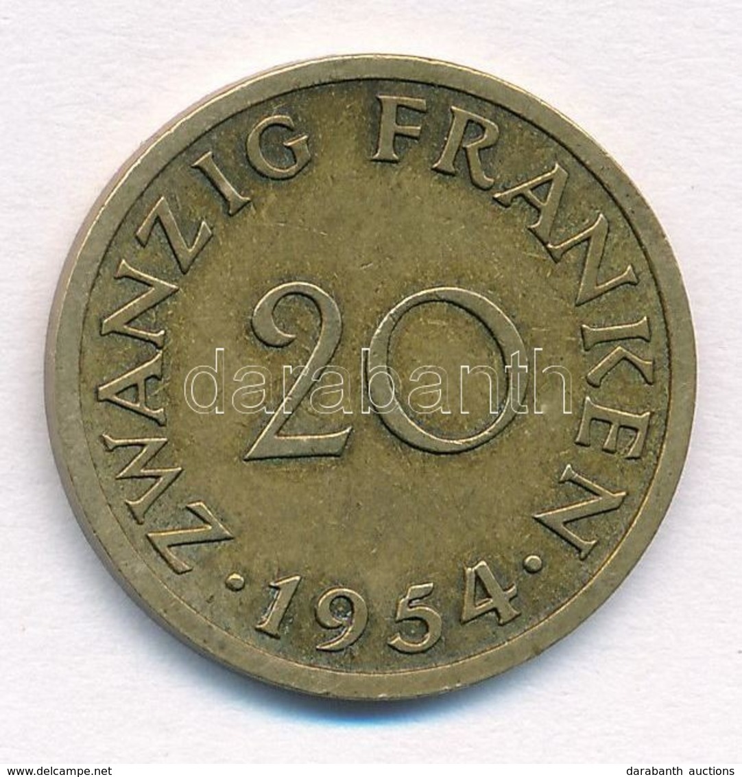 Saar-vidék 1954. 20Fr Al-Br T:1- 
Saarland 1954. 20 Franken Al-Br C:AU - Zonder Classificatie
