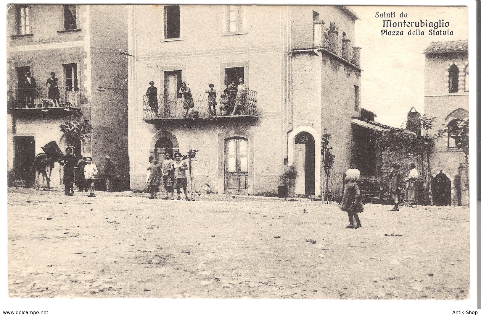 Saluti Di Monterubiaglio - Piazza Delle Statute V. 1920 (3448) - Sonstige & Ohne Zuordnung