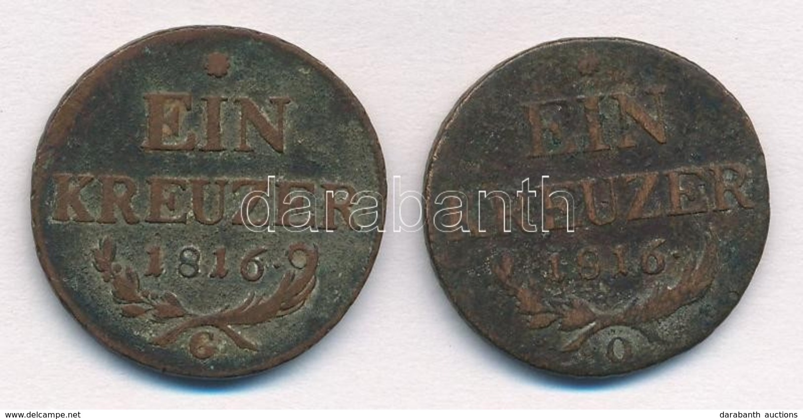 1816G 1kr Cu 'I. Ferenc' + 1816O 1kr Cu T:2,2- Patina Unger III.: 1406.c, 1406.d; Huszár: 2060., 2061. - Zonder Classificatie