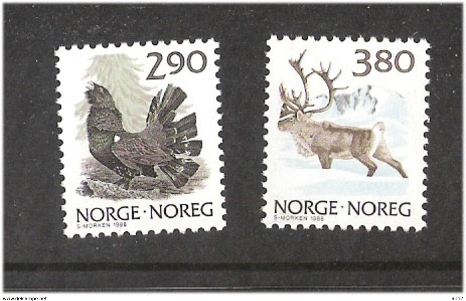 Norway 1988 Bird Western Capercaillie, Tetrao Urogallus, Reindeer, (Rangifer Tarandus) Mi  986-987, MNH(**) - Ongebruikt