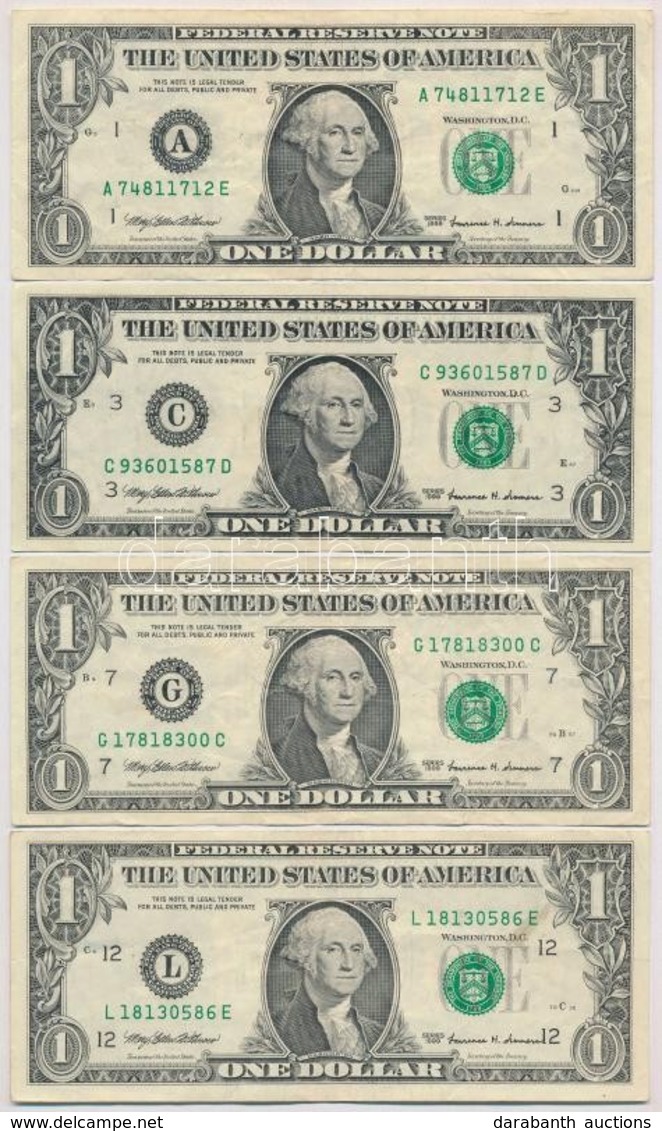 Amerikai Egyesült Államok 1999-2001. (1999) 1$ 'Federal Reserve Note' 'Mary Ellen Withrow - Lawrence H. Summers' (4x) Mi - Unclassified