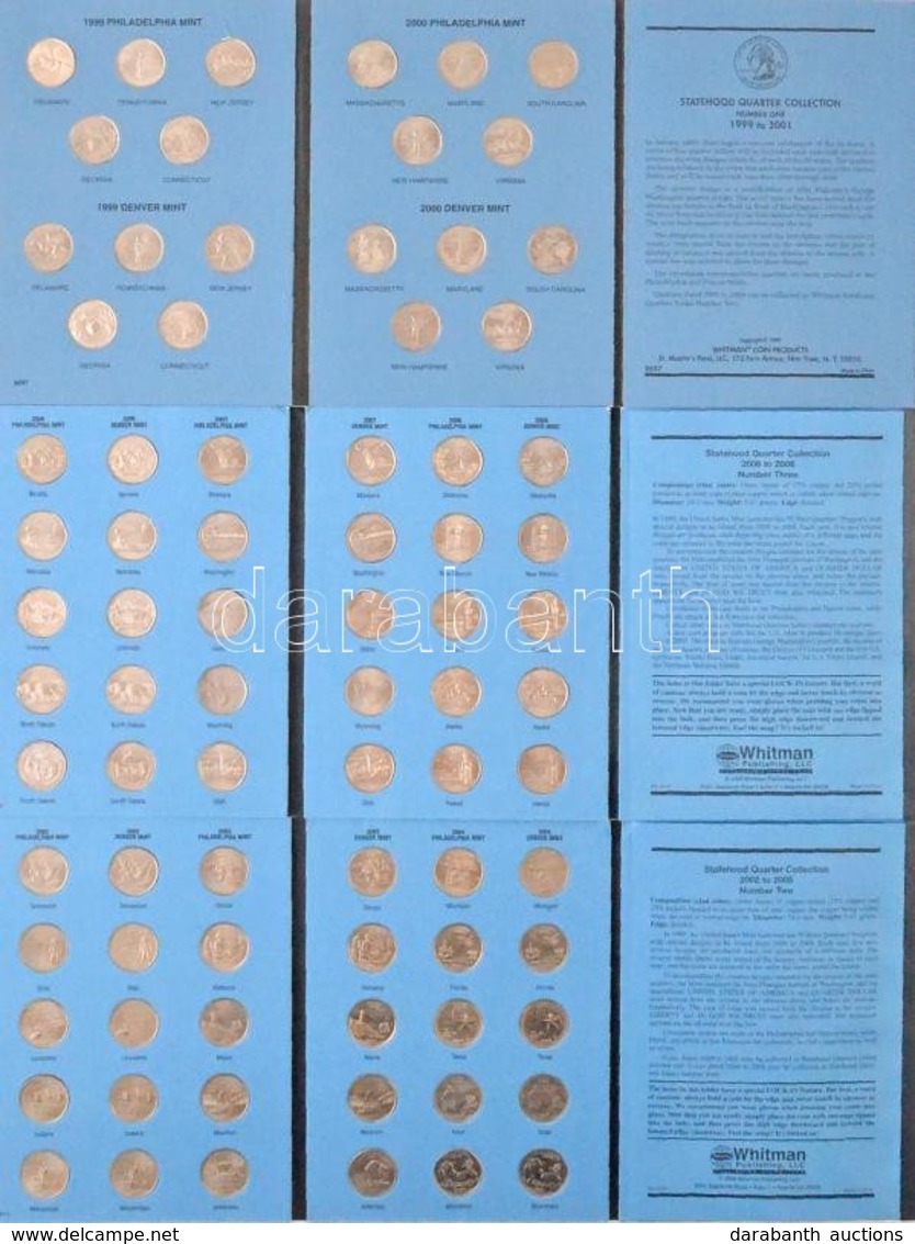 Amerikai Egyesült Államok 1999-2009. 1/4$ Cu-Ni '50 Állam' 112db Klf érem Három 'Statehood Quarters' Gyűjtői Mappában, B - Zonder Classificatie