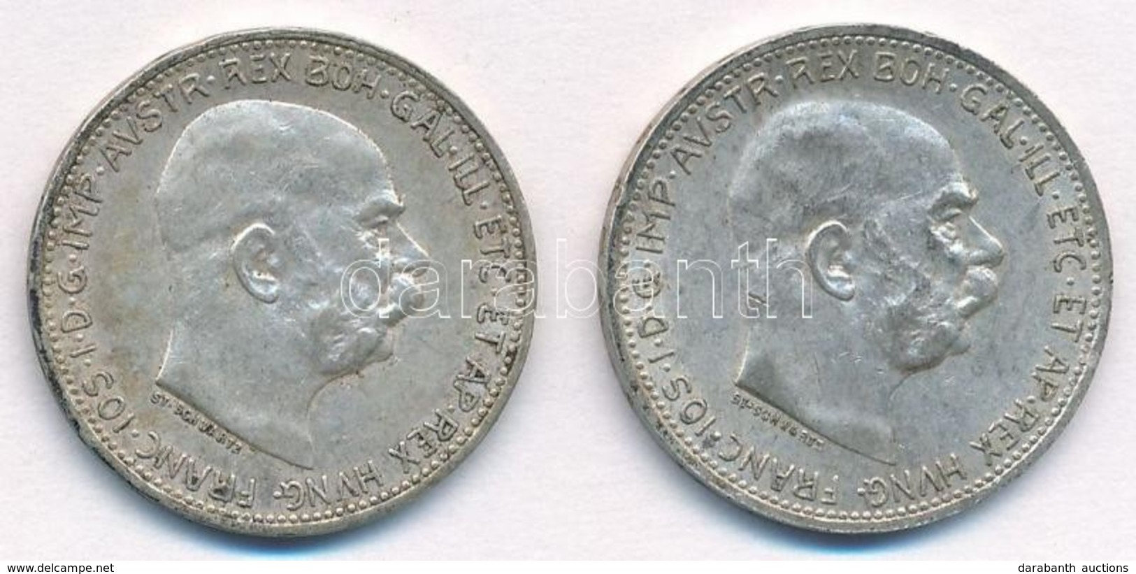 Ausztria 1912-1915. 1K Ag 'Ferenc József' (2xklf) T:1-,2
Austria 1912-1915. 1 Corona Ag 'Franz Joseph' (2xdiff) C:AU,XF  - Non Classificati