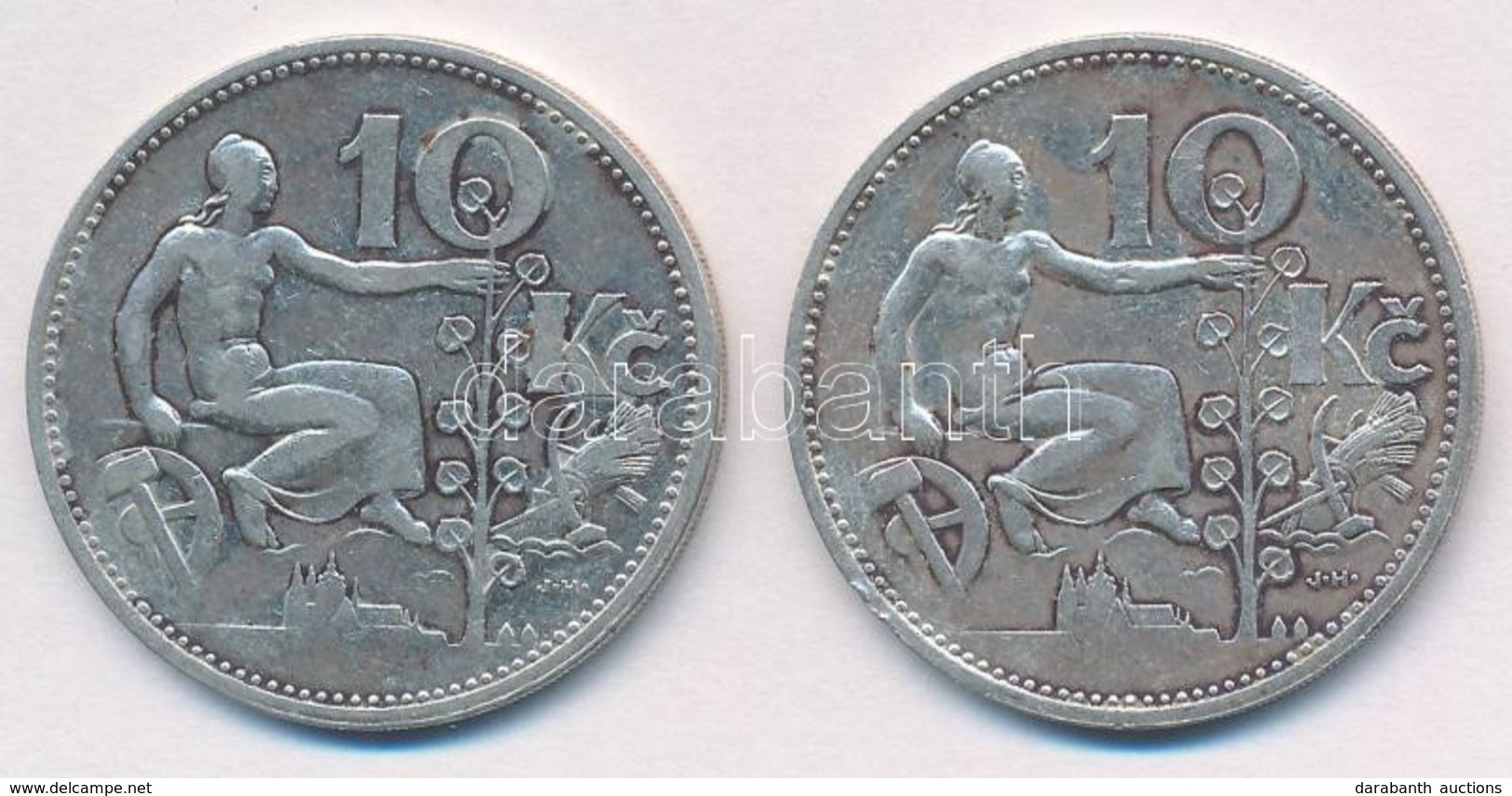 Csehszlovákia 1931. 10K Ag (2x) T:2 
Czechoslovakia 1931. 10 Korun Ag (2x) C:XF - Zonder Classificatie