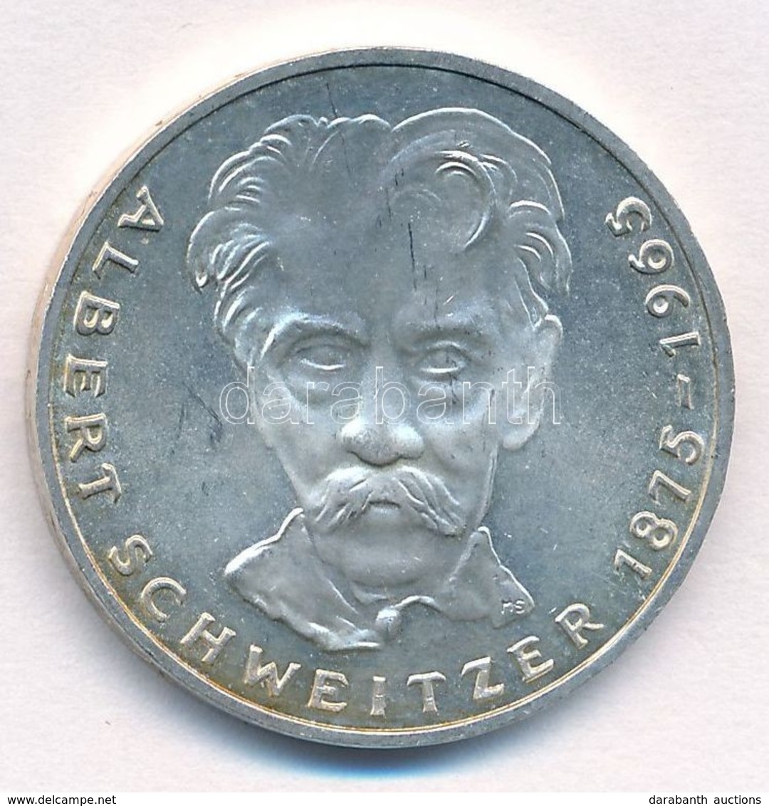 NSZK 1975G 5M Ag 'Albert Schweitzer' T:1- (eredetileg PP), Kis Patina FRG 1975G 5 Mark 'Albert Schweitzer' C:AU (origina - Zonder Classificatie