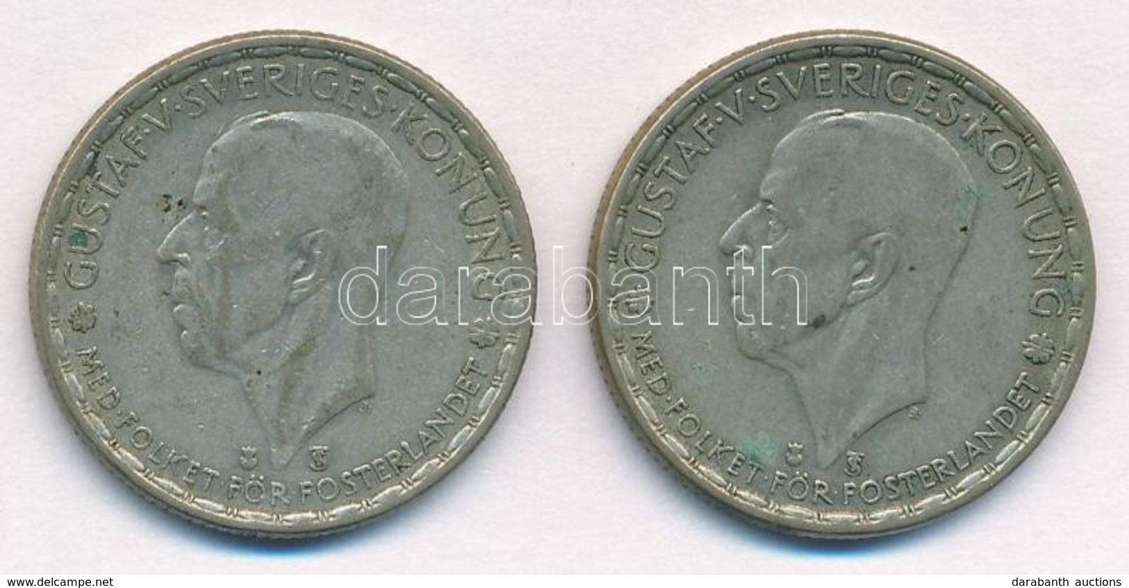 Svédország 1946TS-1947TS 1K Ag (2xklf) 'V. Gusztáv' T:2 Patina
Sweden 1946TS-1947TS 1 Krona Ag (2xdiff) 'Gustaf V.' C:XF - Zonder Classificatie