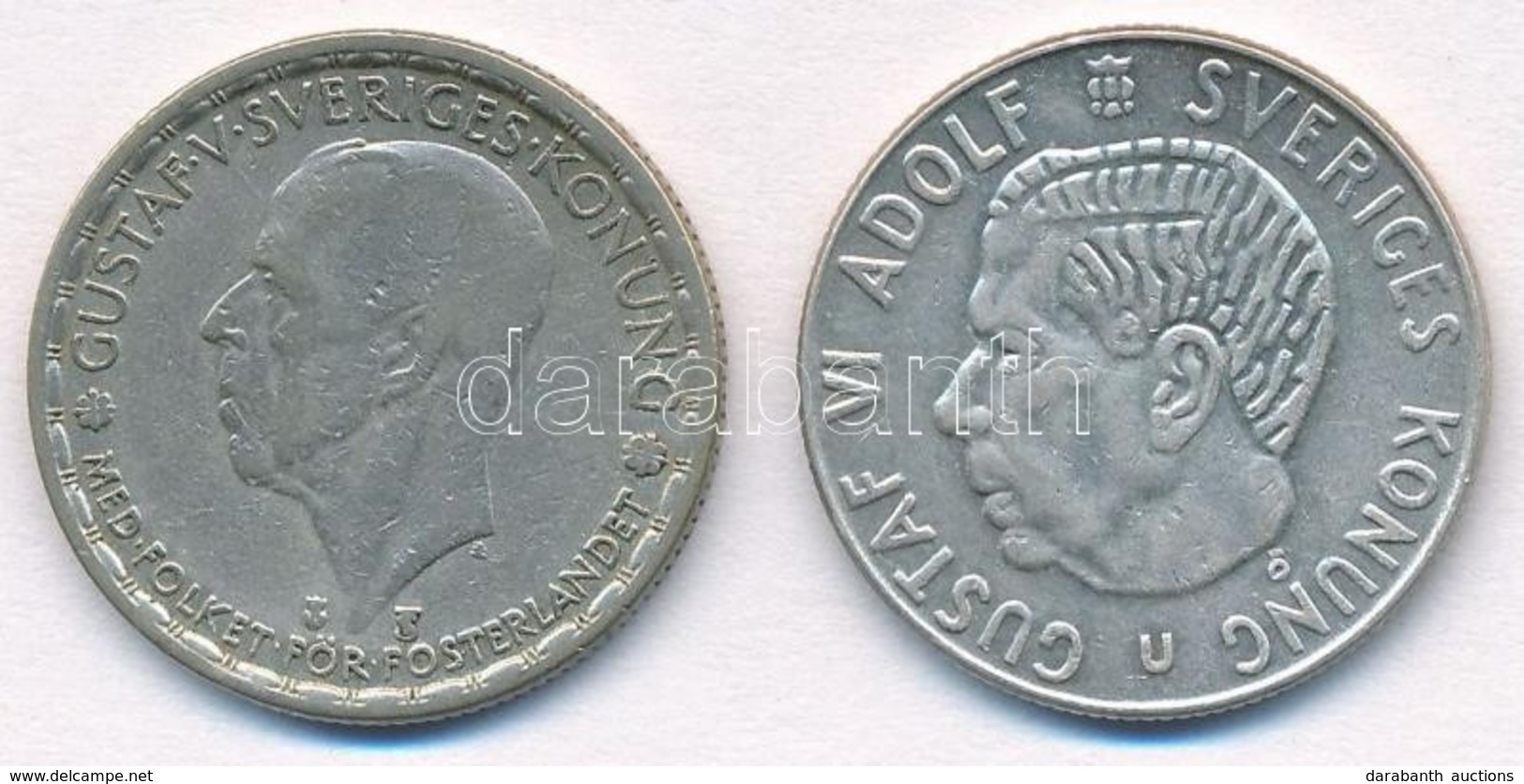 Svédország 1950TS 1Kr Ag 'V. Gusztáv' + 1968U 1Kr Ag 'VI. Gusztáv Adolf' T:1-,2- Sveden 1950TS 1 Krona Ag 'Gustaf V' + 1 - Non Classificati