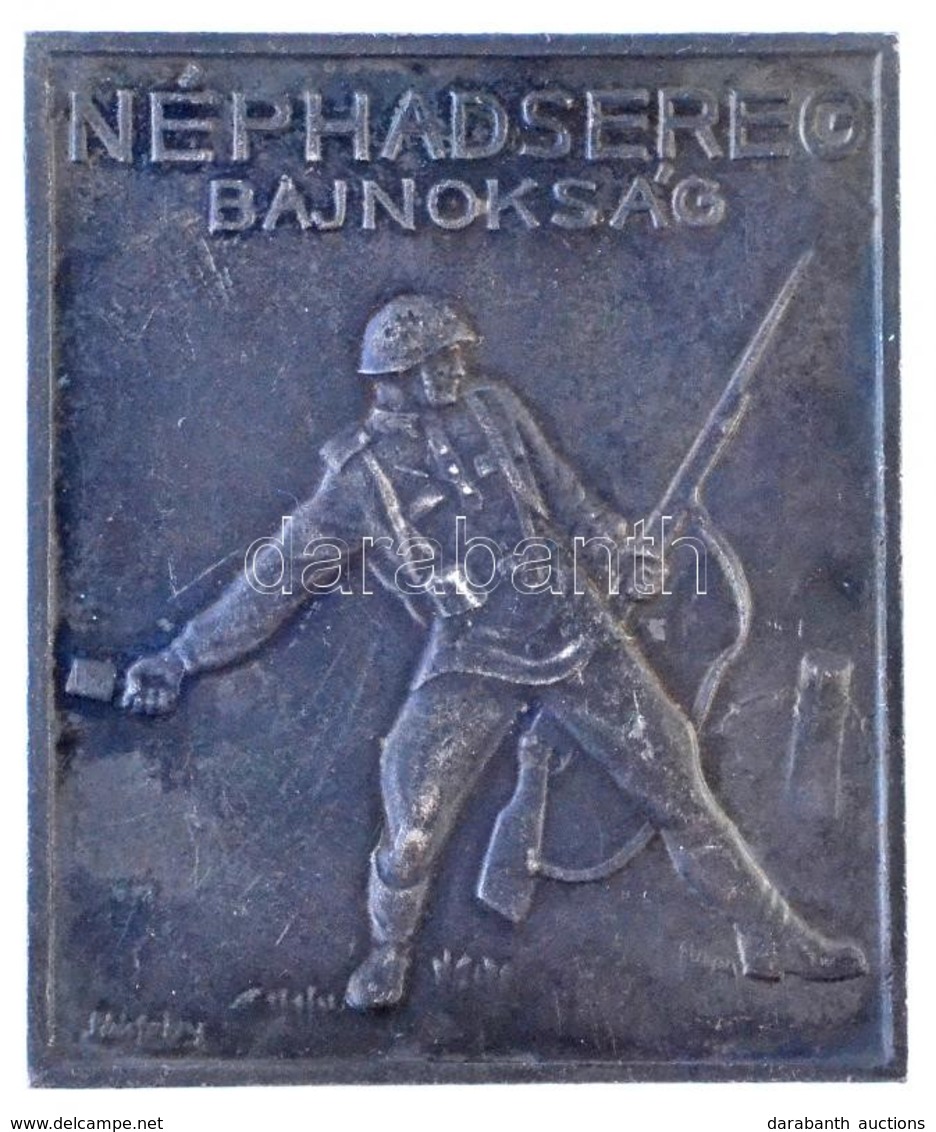 1955. 'Néphadsereg Bajnokság / 1955. HADS. BAJN. 400 M. SIKF. III.' Fém Díjplakett. Szign.: Jákfalvy (50x60mm) T:2 - Non Classificati