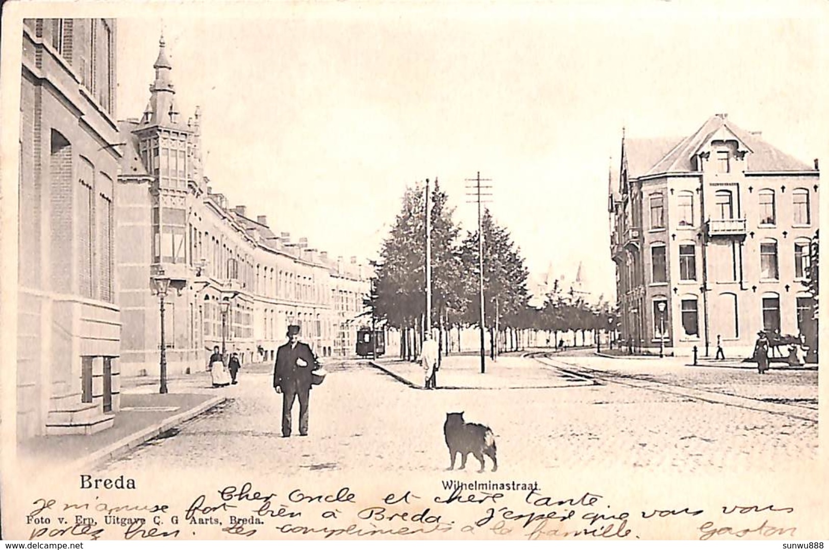 Breda - Wilhelminastraat (animatie, Tram Tramway In Actergrond, Foto V. Erp, Uitg. Aarts) - Breda