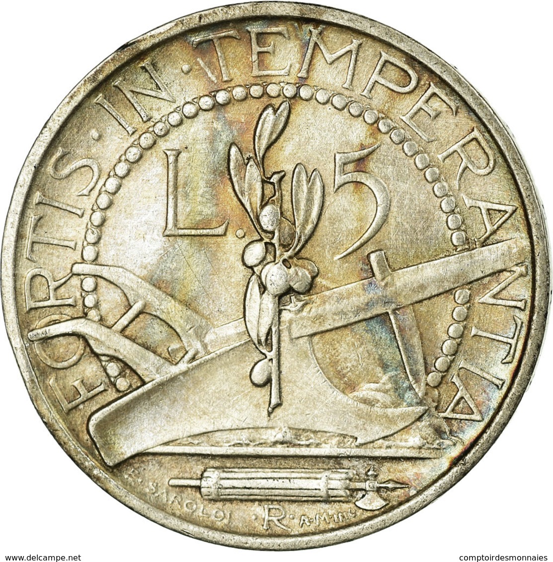Monnaie, San Marino, 5 Lire, 1935, Rome, TTB+, Argent, KM:9 - Saint-Marin